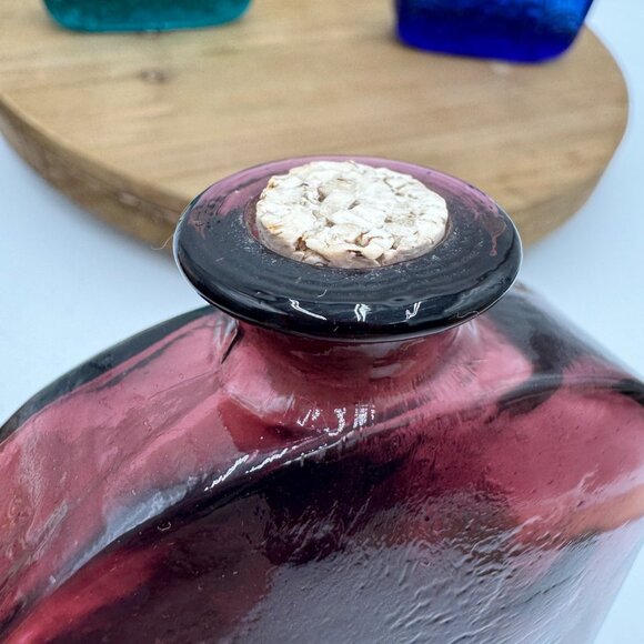 VTG set of 3 Vidrios de levante Cobalt Blue Turquoise purple Embossed Recycled - Picture 9 of 12